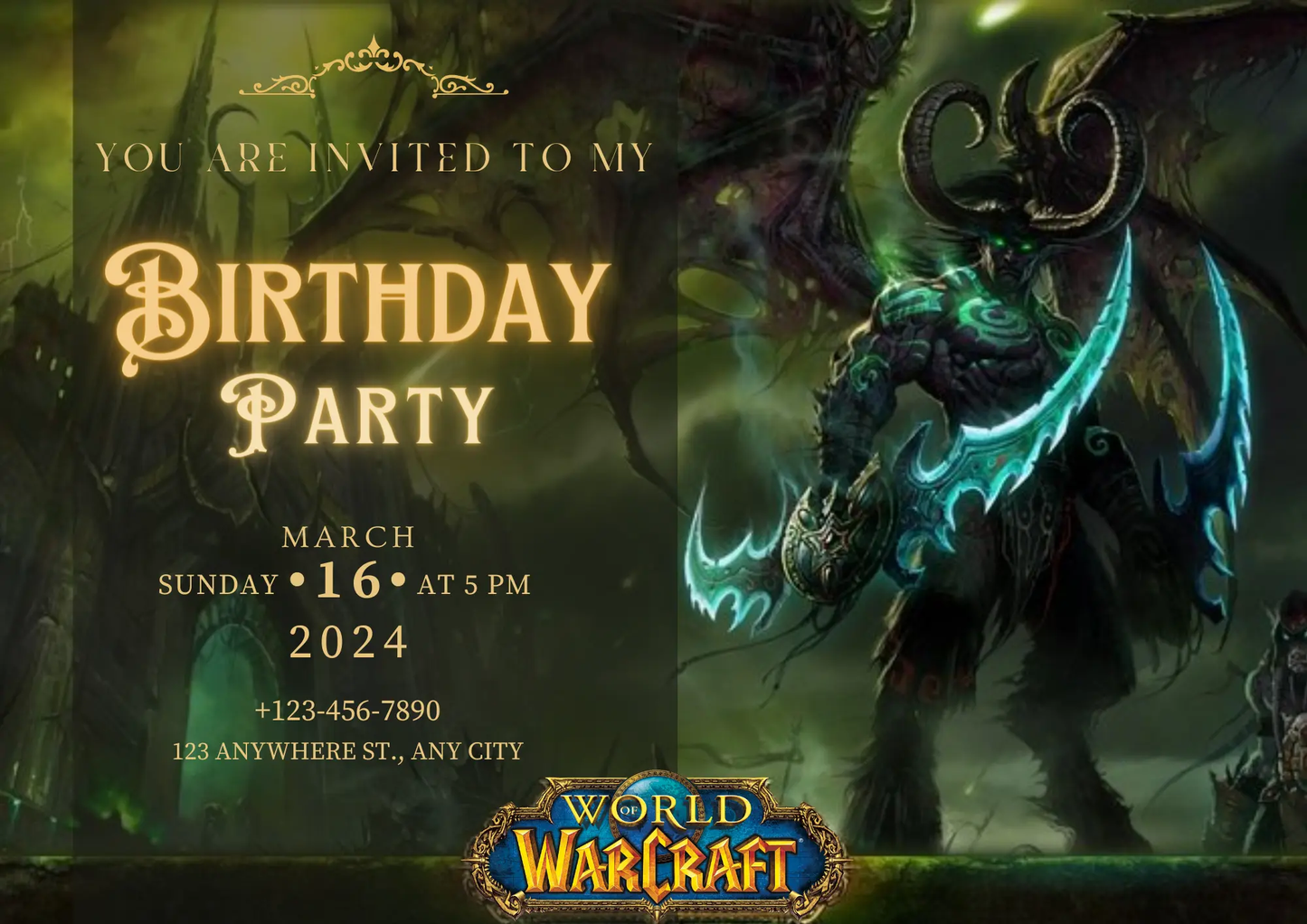 World of Warcraft Birthday Invitation Template - CreativeRino