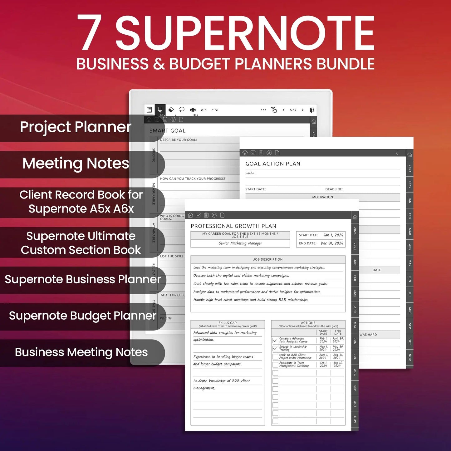 7 Supernote Business & Budget Planner Template Bundle CreativeRino