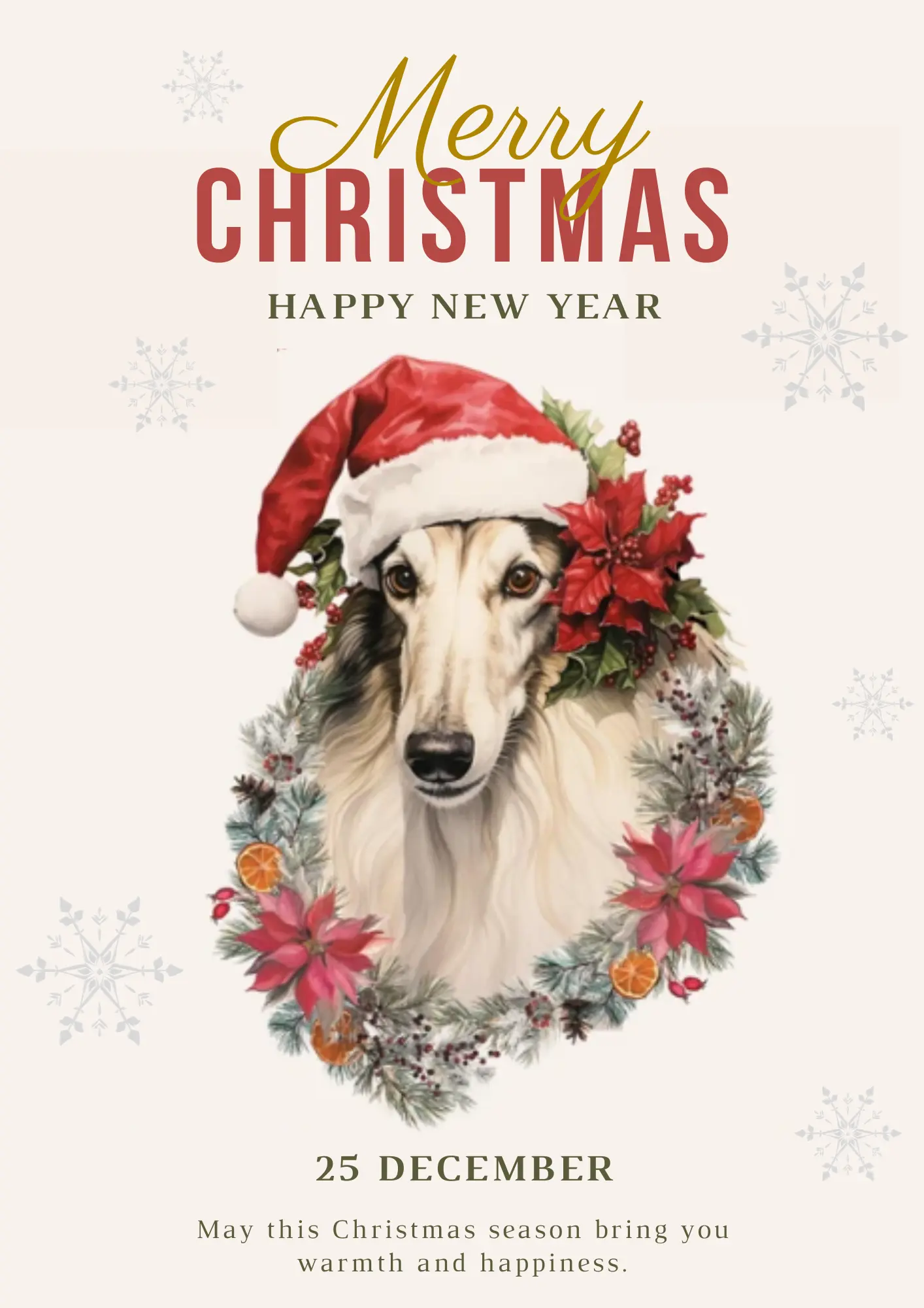 Borzoi Christmas Invitation Template - CreativeRino