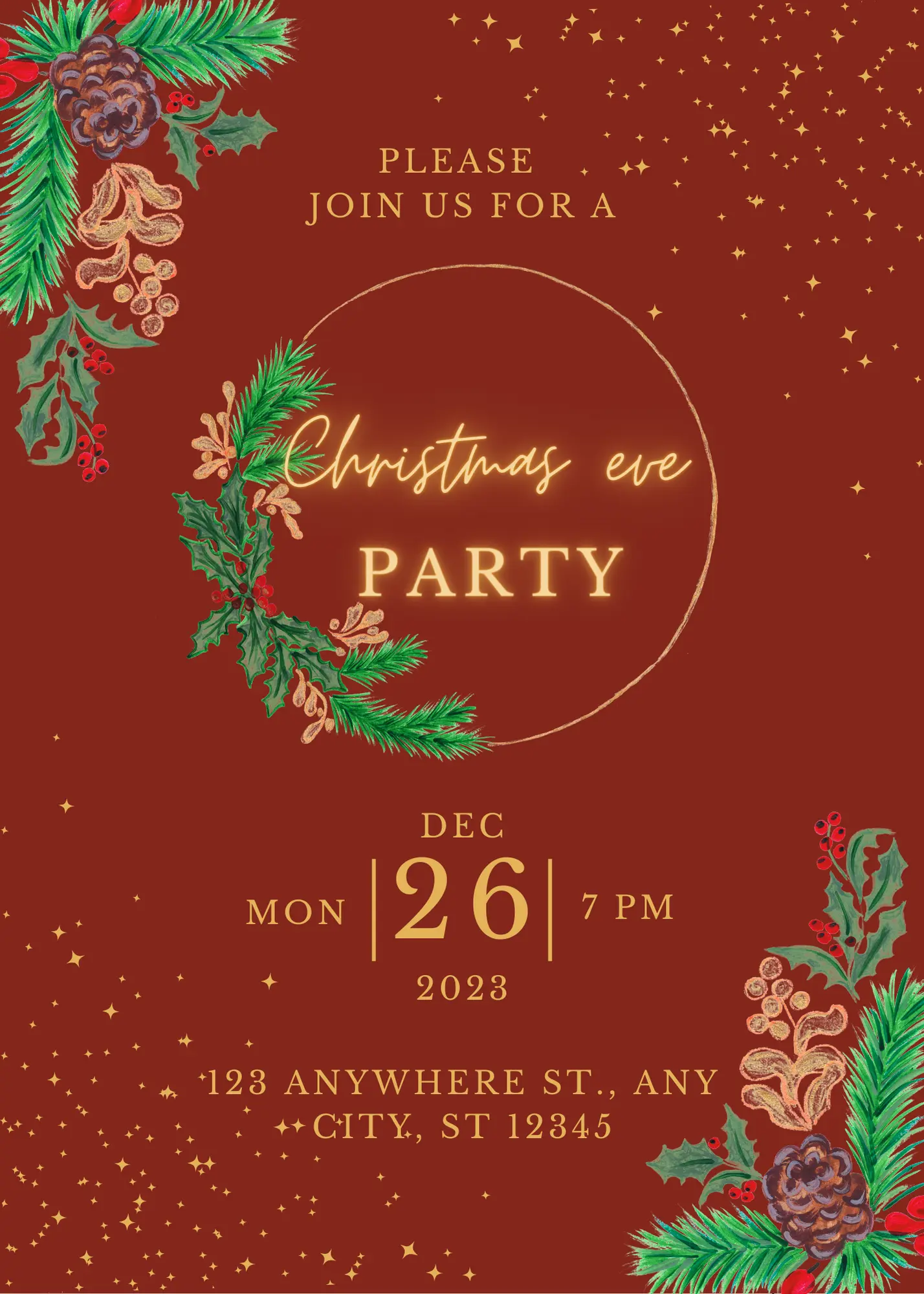 Christmas Eve Party Invitation Template - CreativeRino