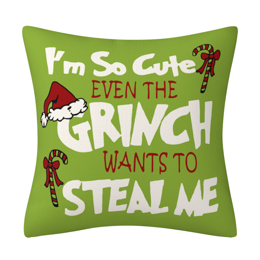 Cartoon Grinch Christmas Pillow Cover | Festive Printed Cushion Case for Sofa & Home Furnishings Decor eprolo