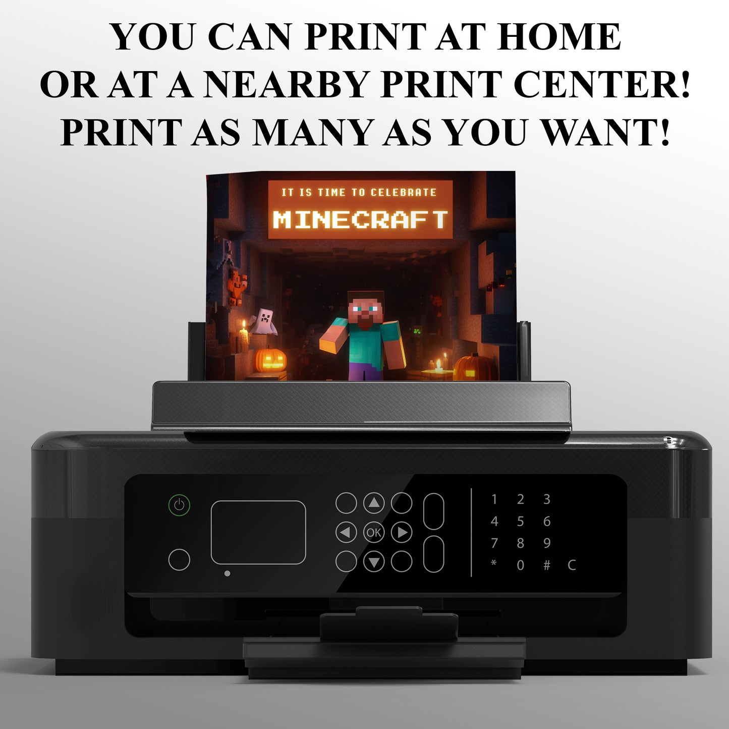 Minecraft Halloween Birthday Party Invitation - CreativeRino