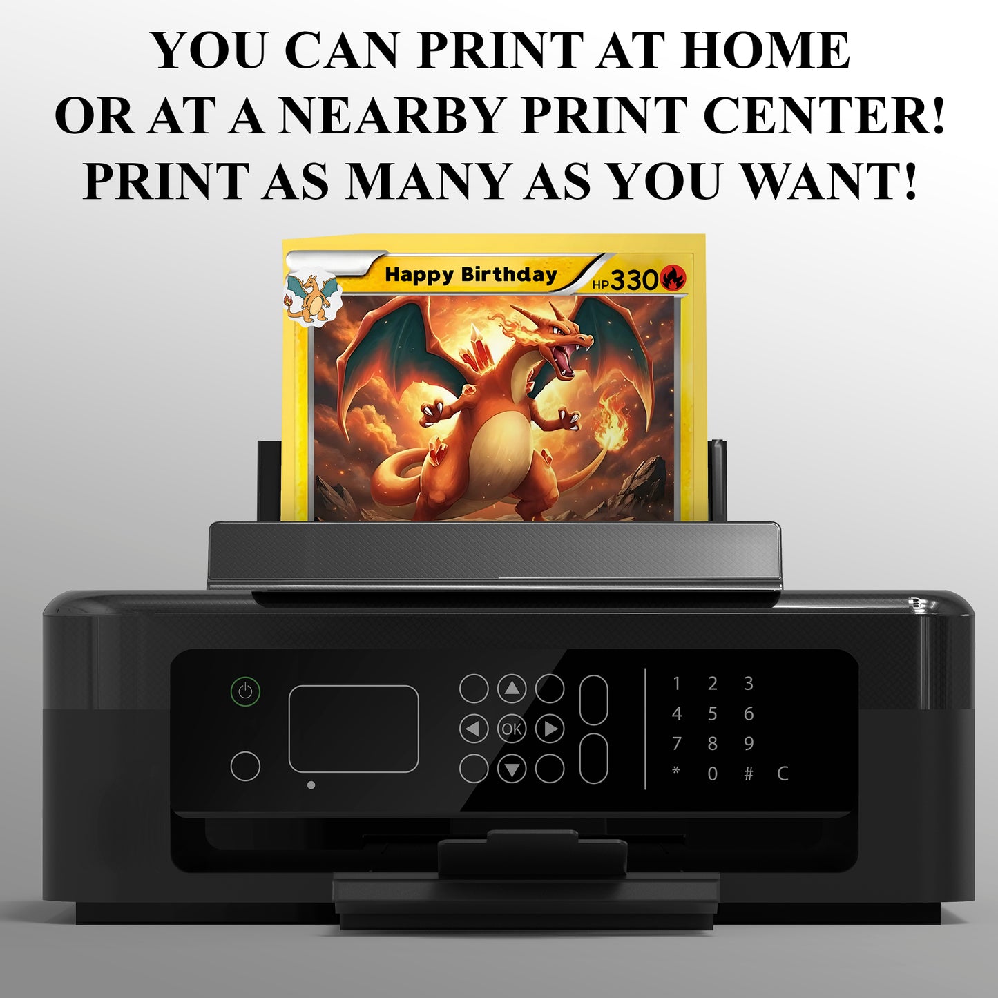 Printable Charizard Pokemon Birthday Card Invitation - CreativeRino