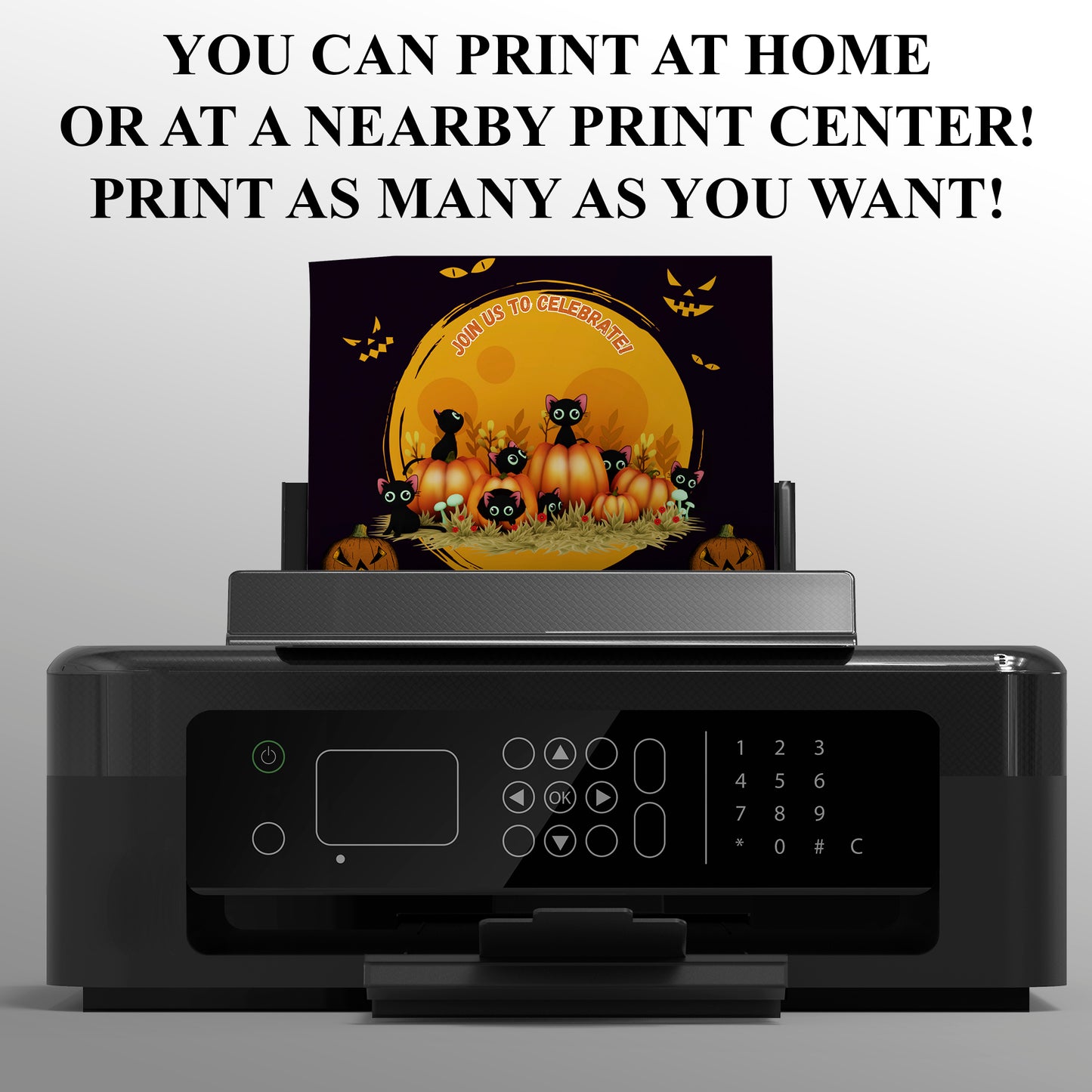 Bat Cat Halloween Birthday Party Invitation - CreativeRino