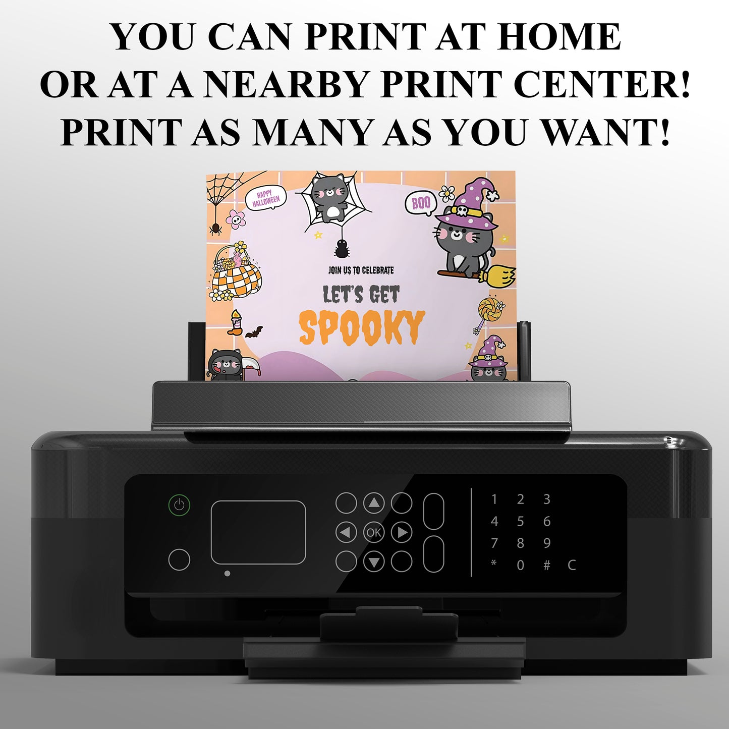 Bat Cat Halloween Birthday Party Invitation - CreativeRino