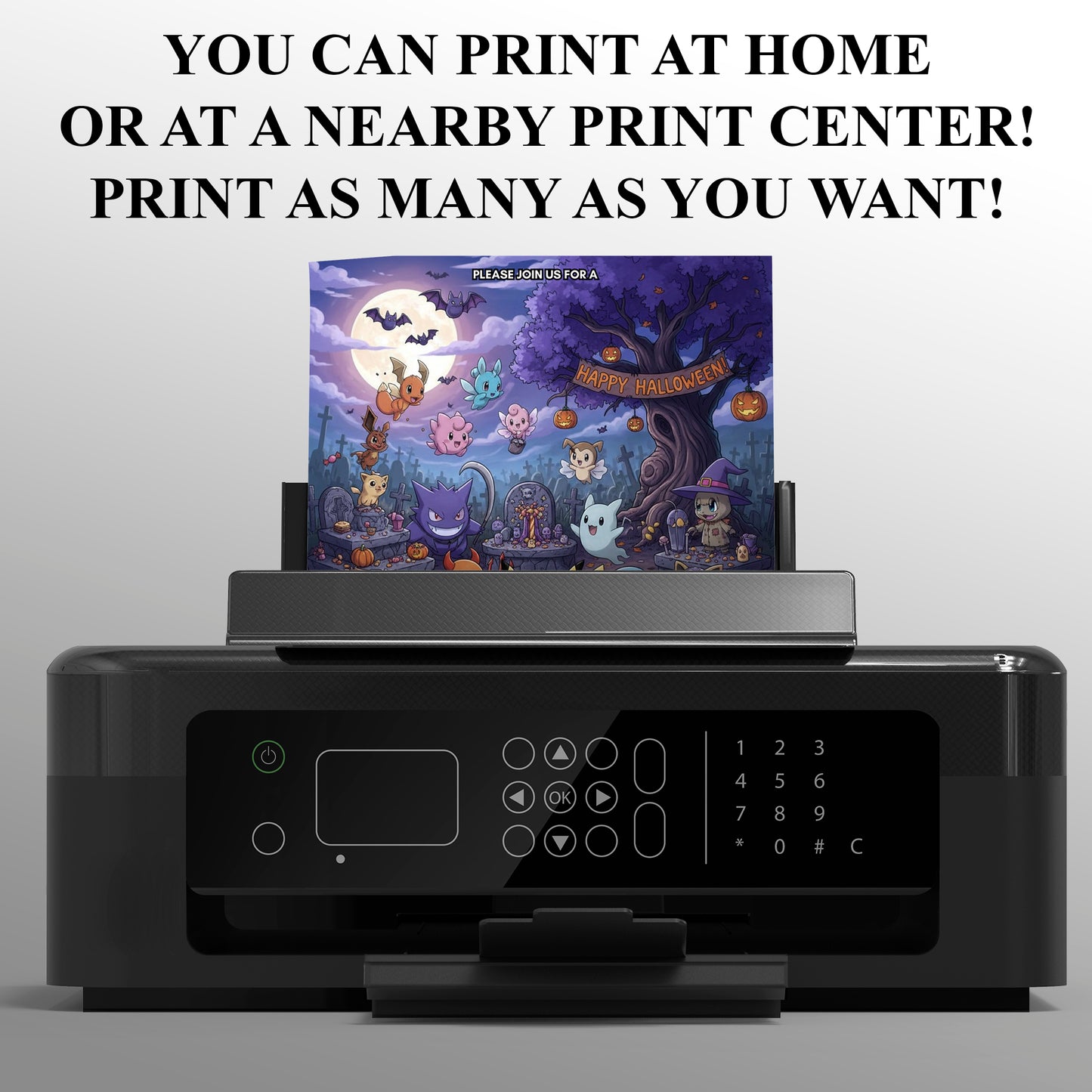 Editable Pokemon and Friends Halloween Party Invitation - CreativeRino