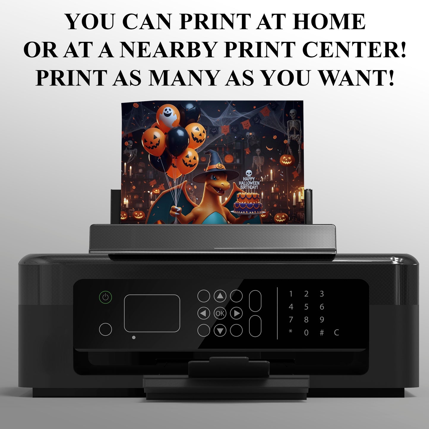 Charizard Halloween Birthday Invitation - CreativeRino