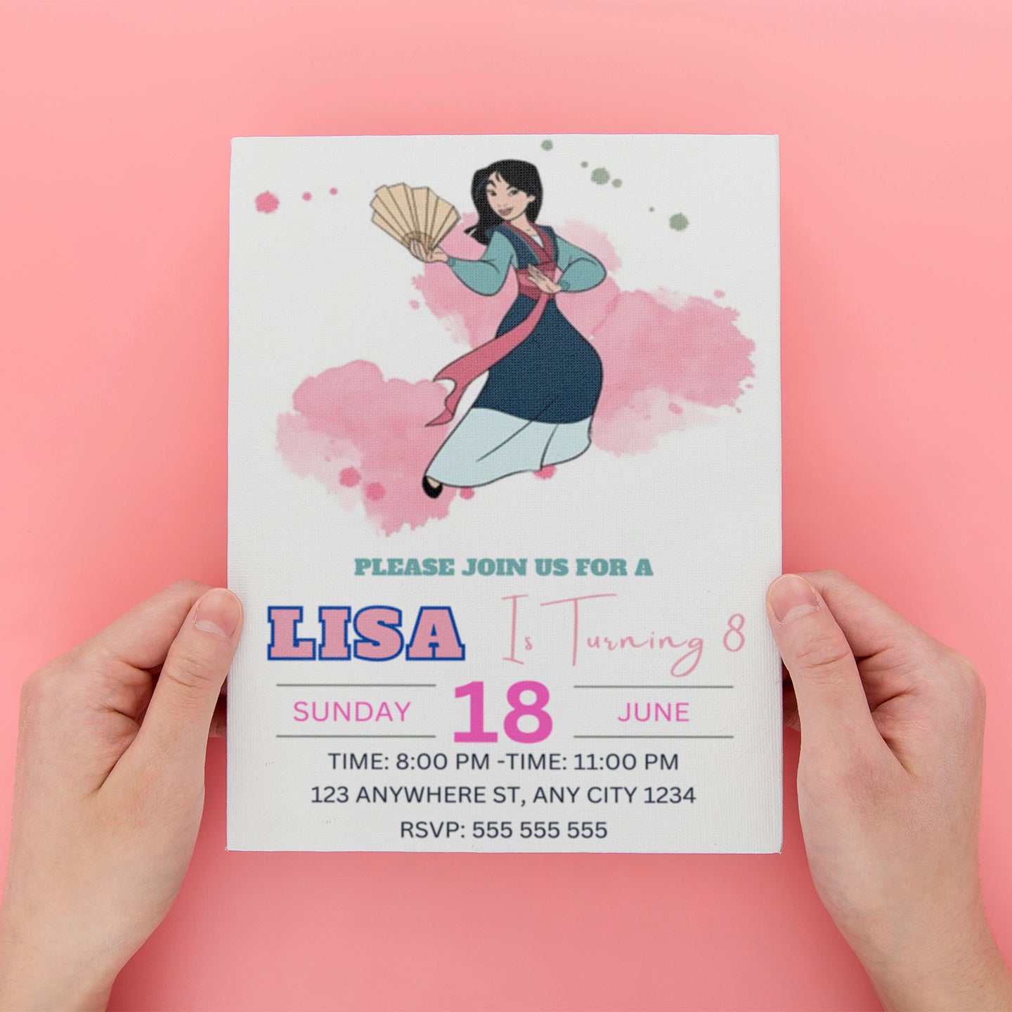 Princess Mulan Birthday Invitation - CreativeRino