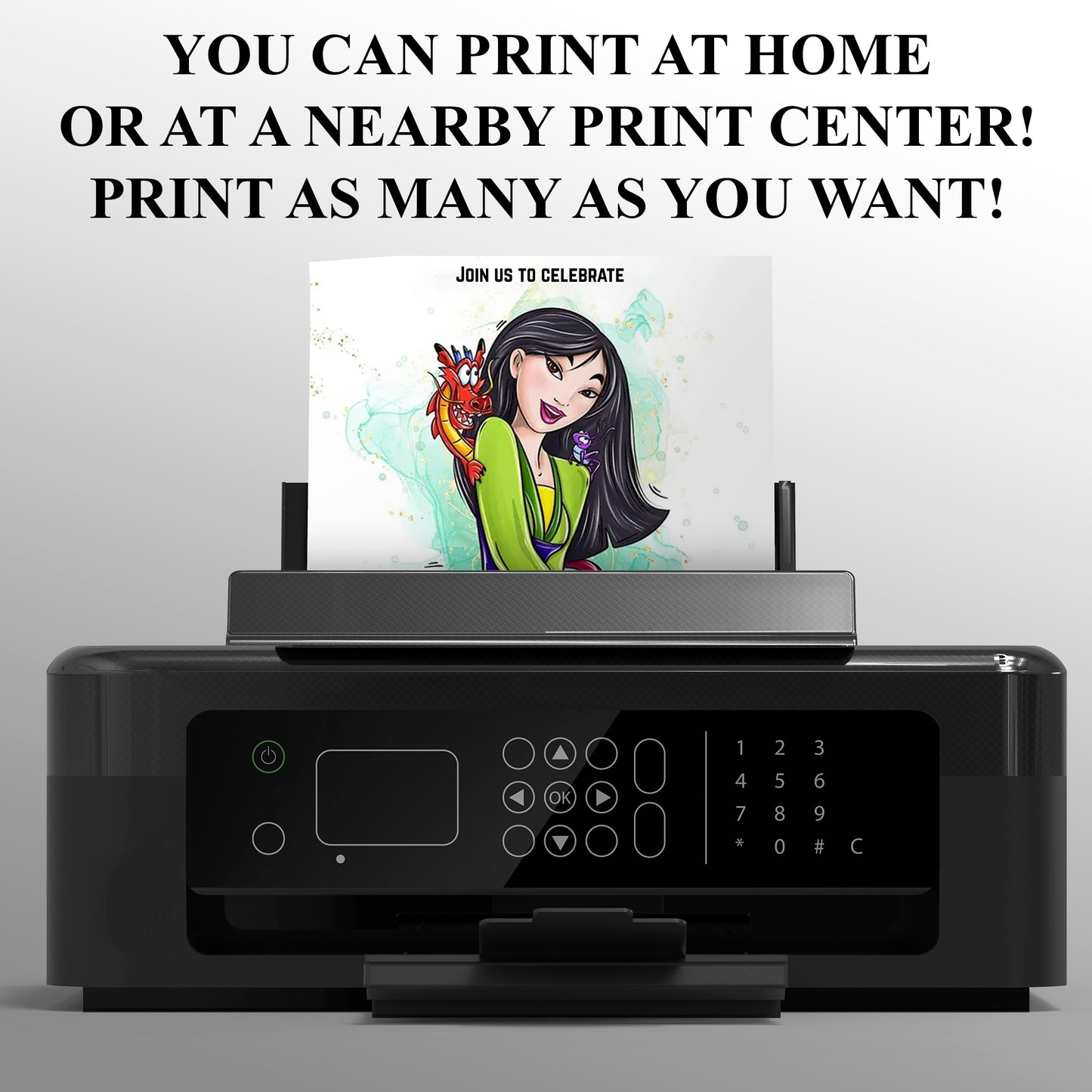 Digital Princess Mulan Birthday Invitation - CreativeRino