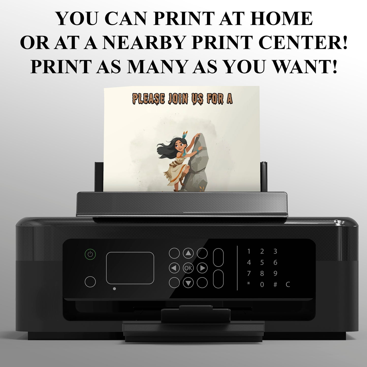 Princess Pocahontas Birthday Invitation - CreativeRino