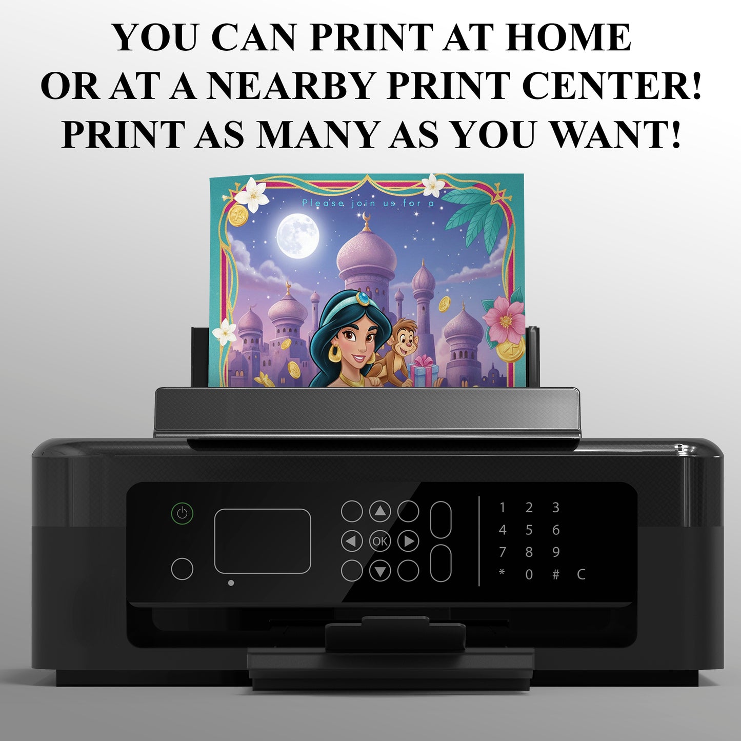 Princess Jasmine Birthday Party Invitation - CreativeRino
