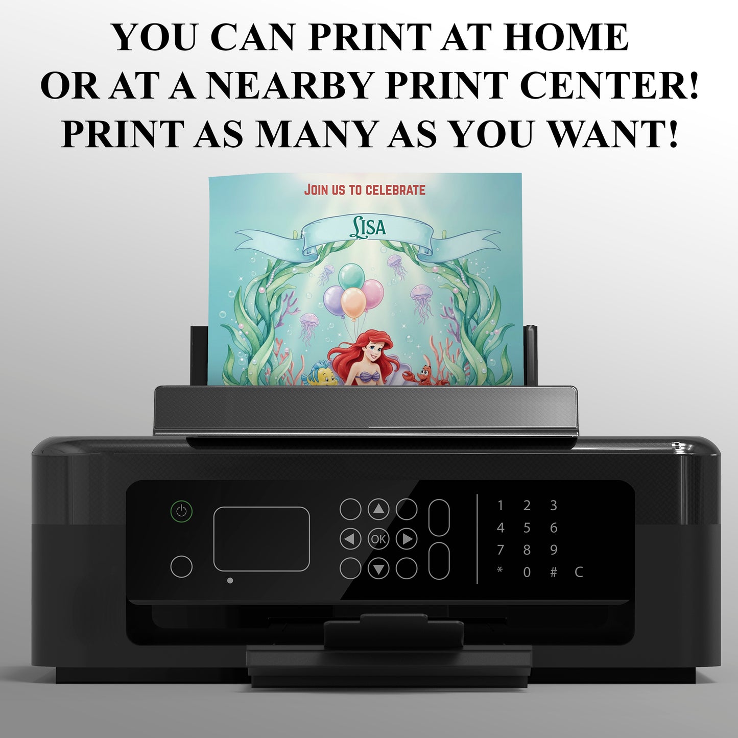 Princess Ariel Birthday Invitation - CreativeRino