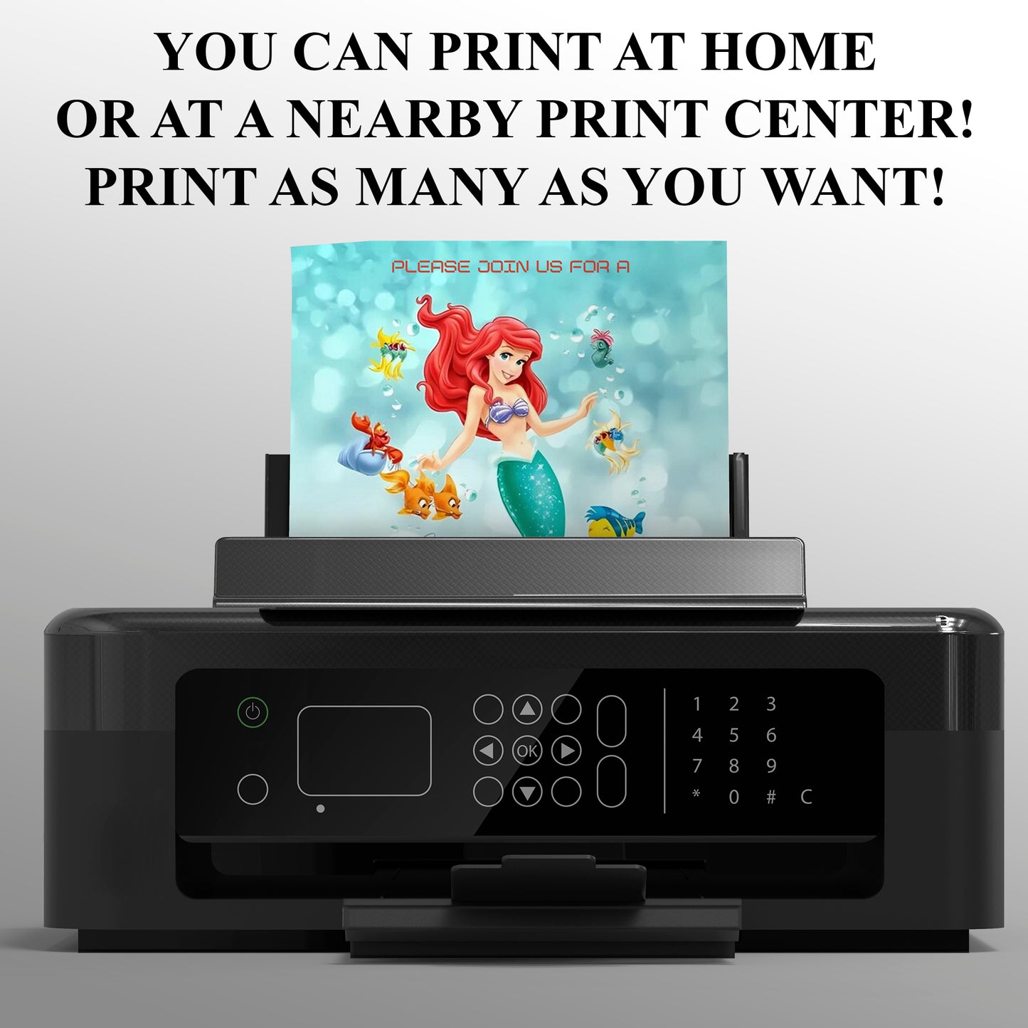 Princess Ariel Birthday Party Invitation - CreativeRino