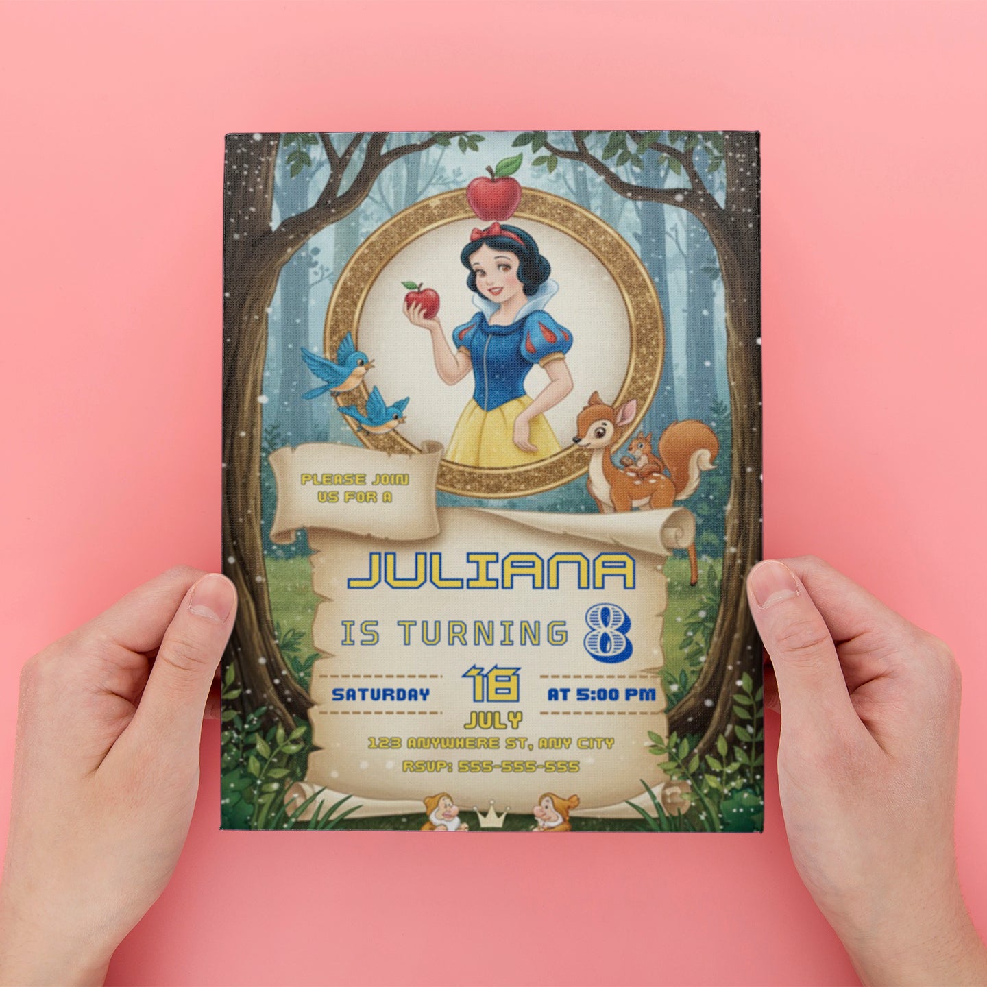 Editable Snow white Birthday Invitation - CreativeRino