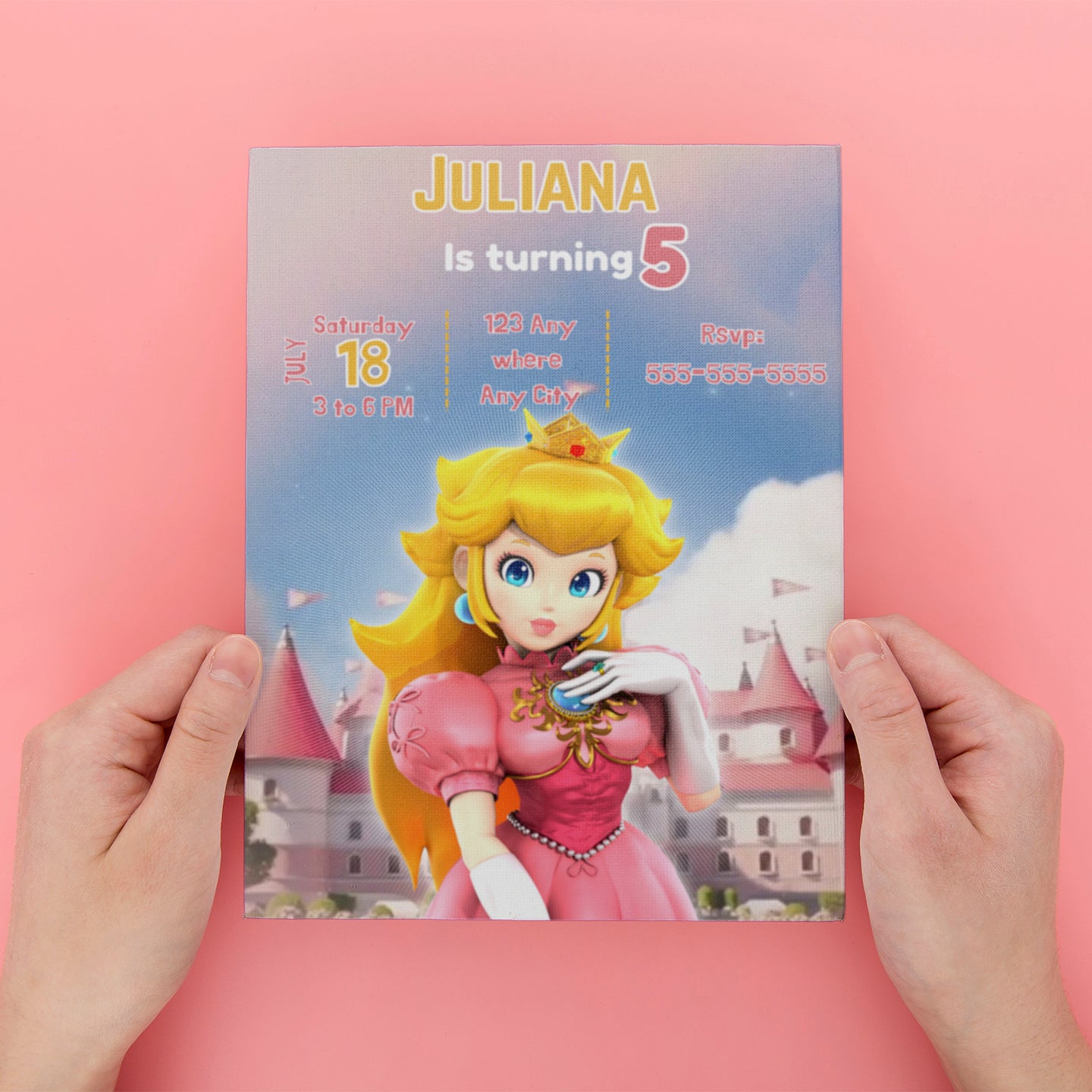 Printable Princess Peach Birthday Invitation - CreativeRino