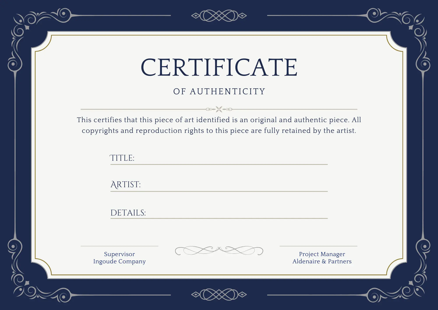 Certificate of Authenticity Template | Authenticity Certificate - CreativeRino