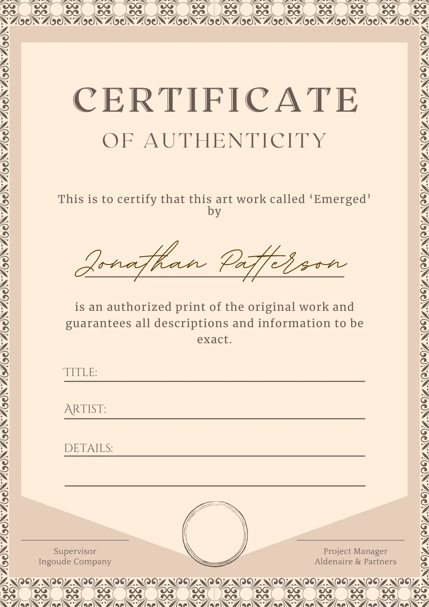 Certificate of Authenticity Template | Authenticity Certificate - CreativeRino