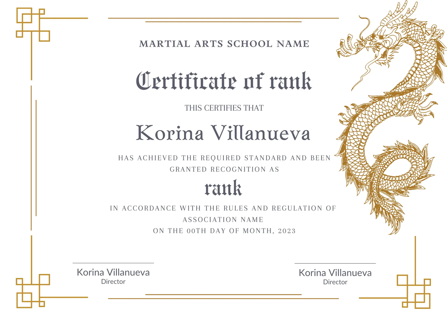 Certificate of Rank Template | Rank Certificate - CreativeRino