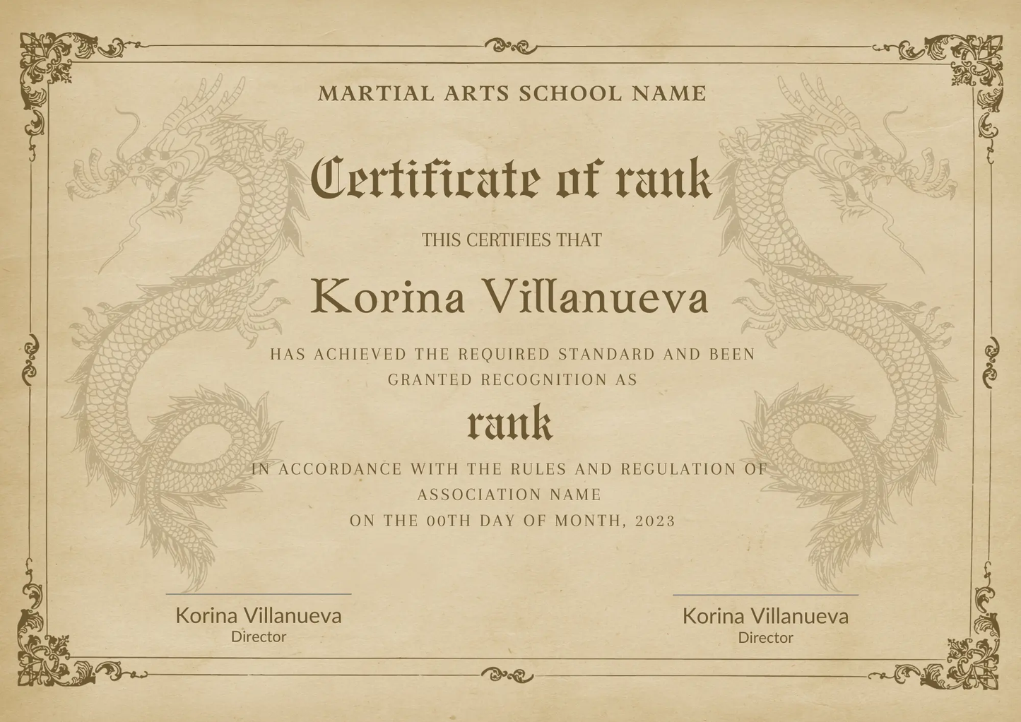 Certificate of Rank Template | Rank Certificate - CreativeRino