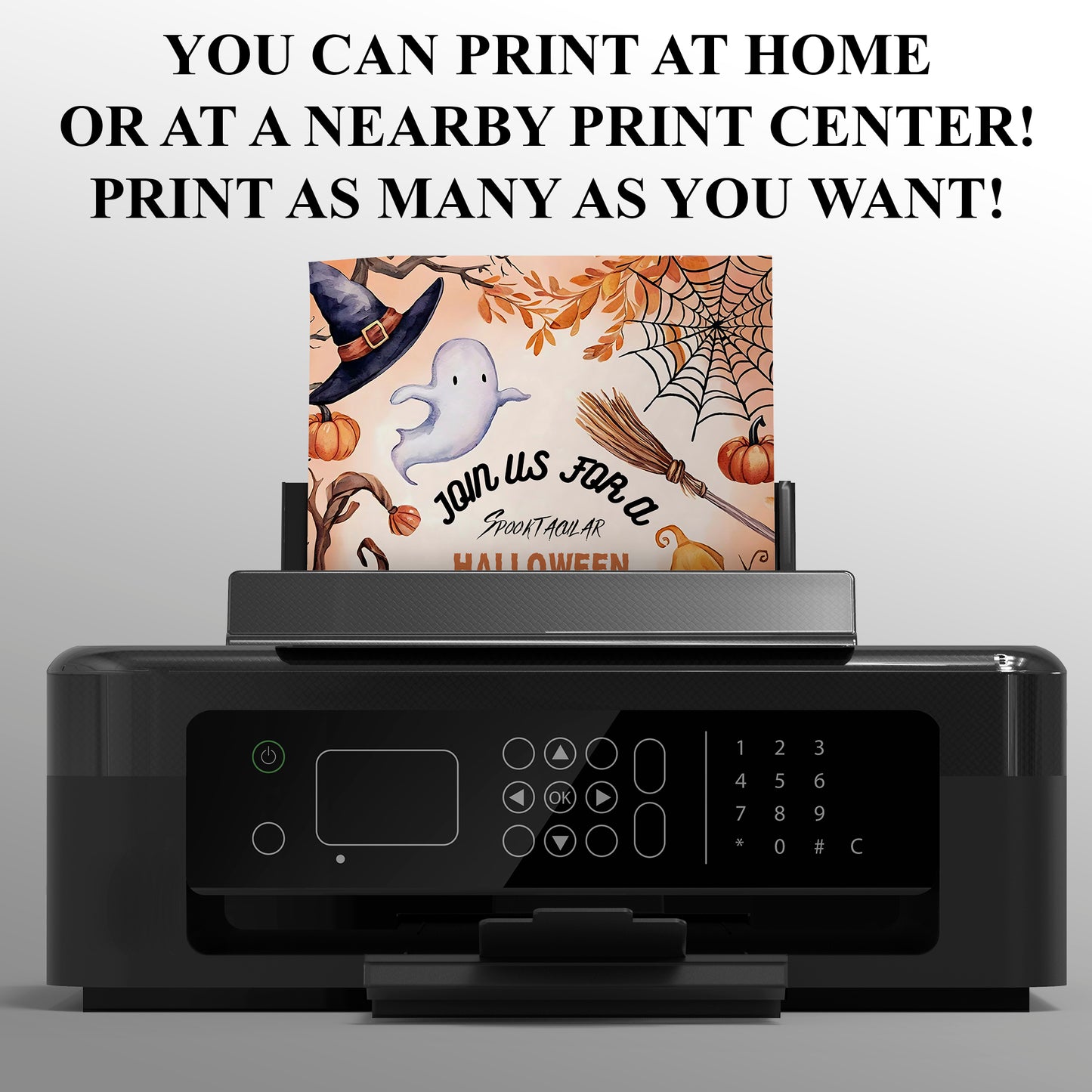 Halloween Party Invitation Spooky Pumpkin Birthday Invitation - CreativeRino