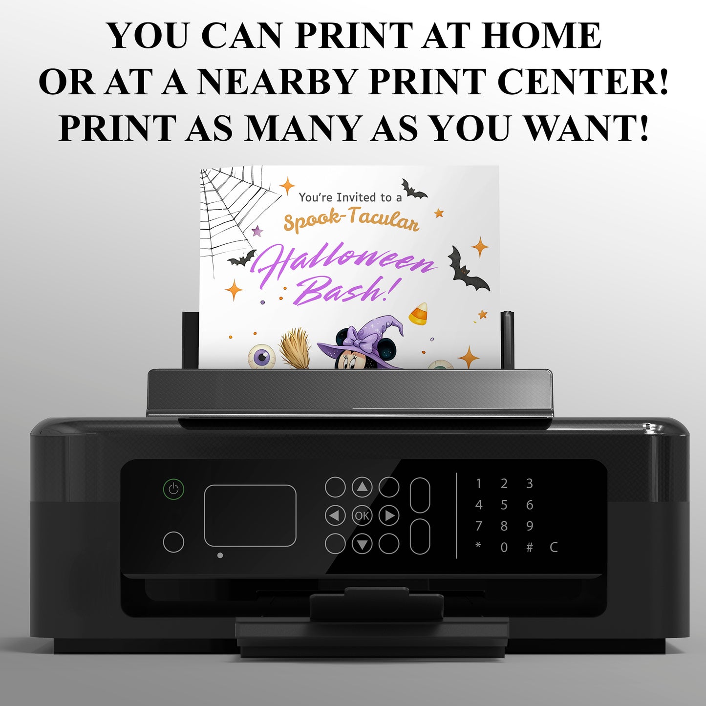 Minnie Mouse Halloween Birthday Invitation - CreativeRino