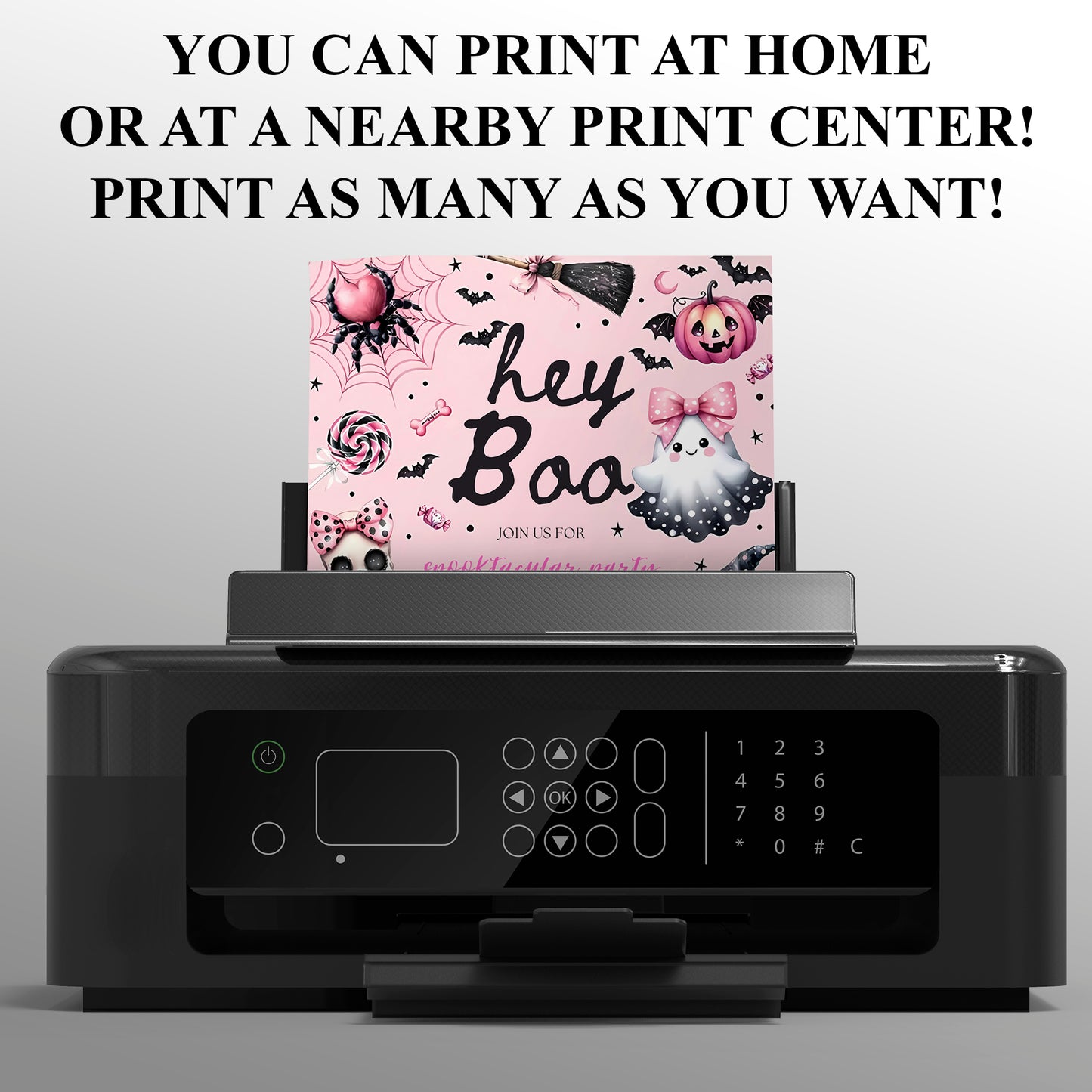 Pink Halloween Birthday Invitation - CreativeRino