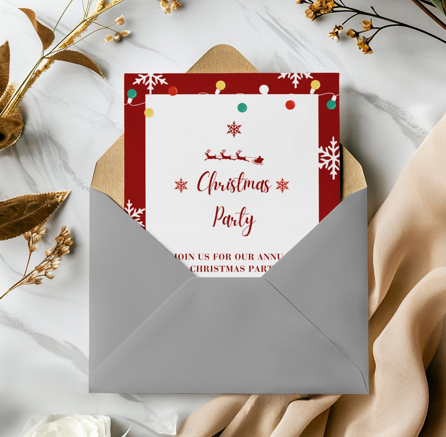 Christmas Party Invitation Template | Christmas Holiday Party Invite - CreativeRino