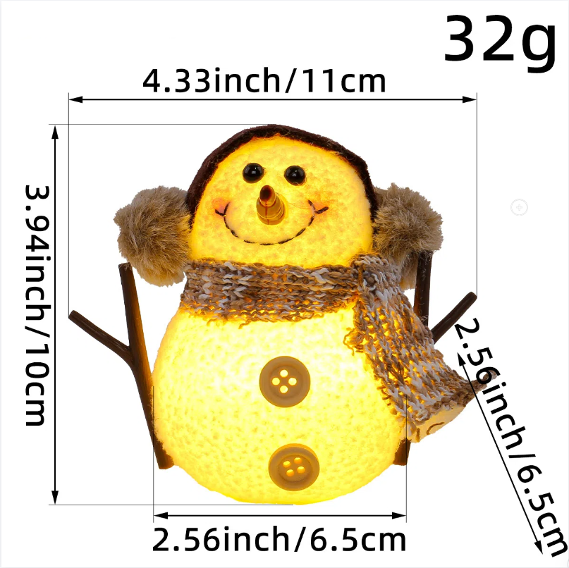 Charming Glowing Snowman Christmas Ornament Decor | Checkered Striped Scarf Doll with LED Light