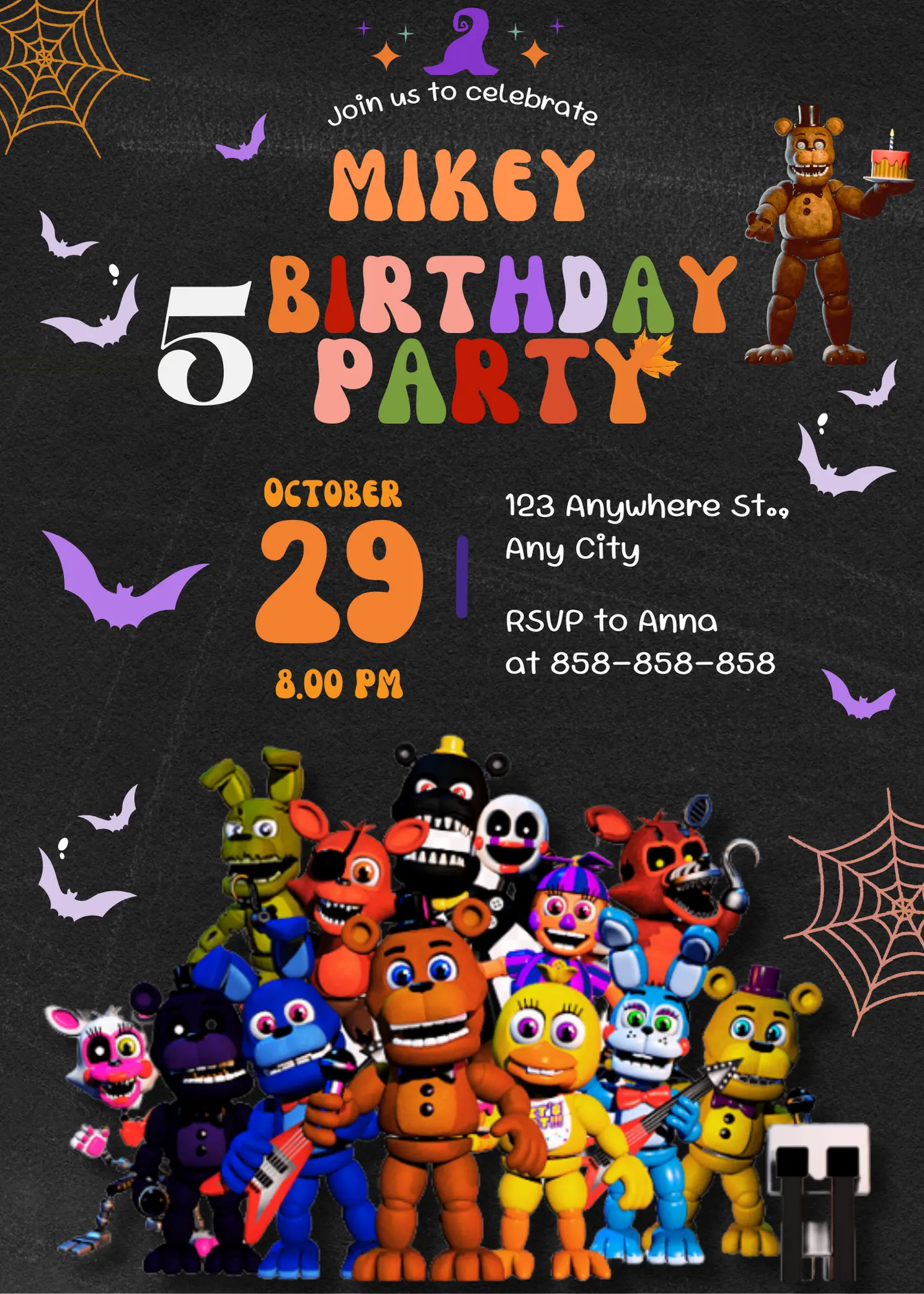 Five Nights at Freddys Birthday Invitation Template - CreativeRino