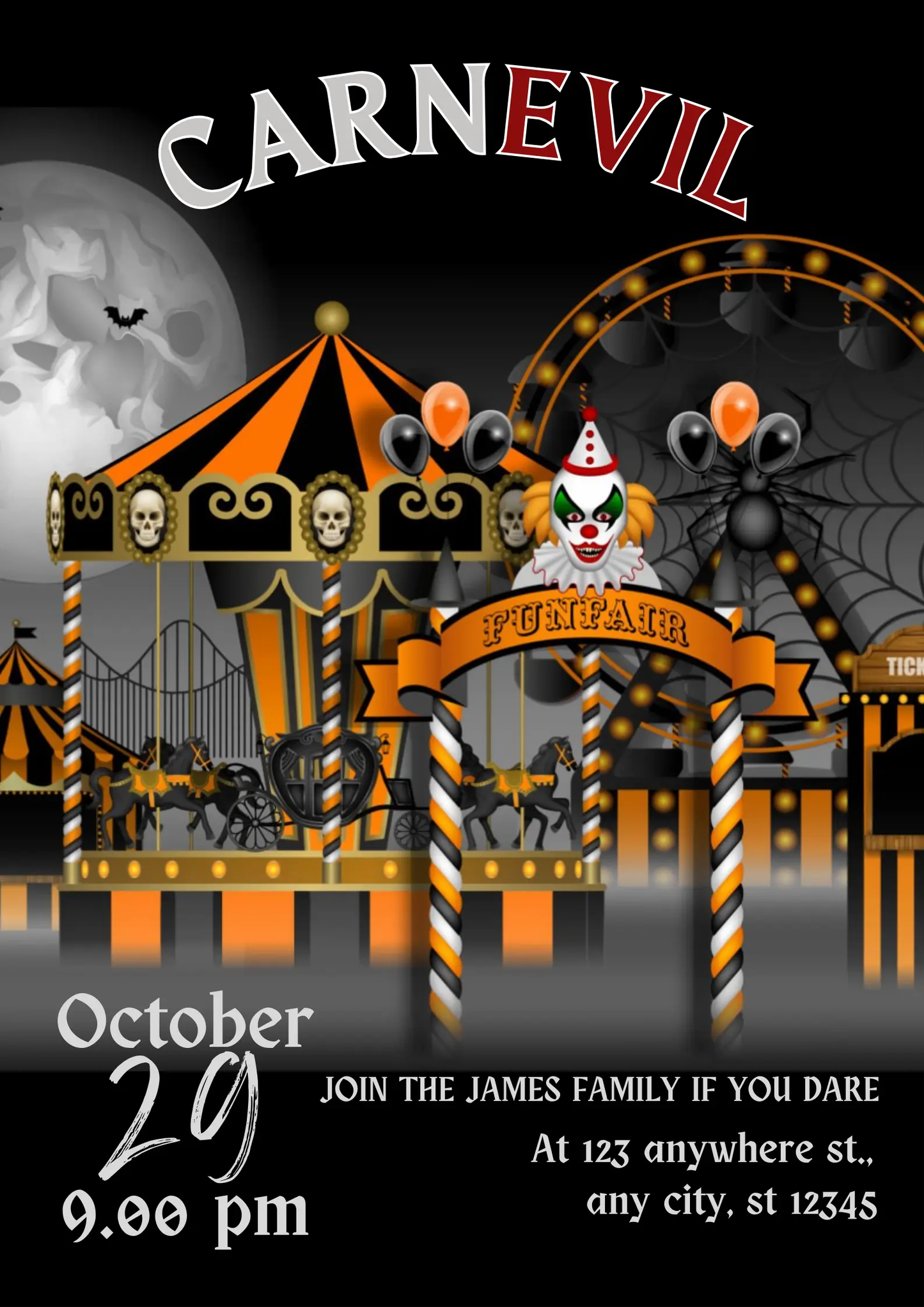 Halloween Carnival Invitation Template - CreativeRino