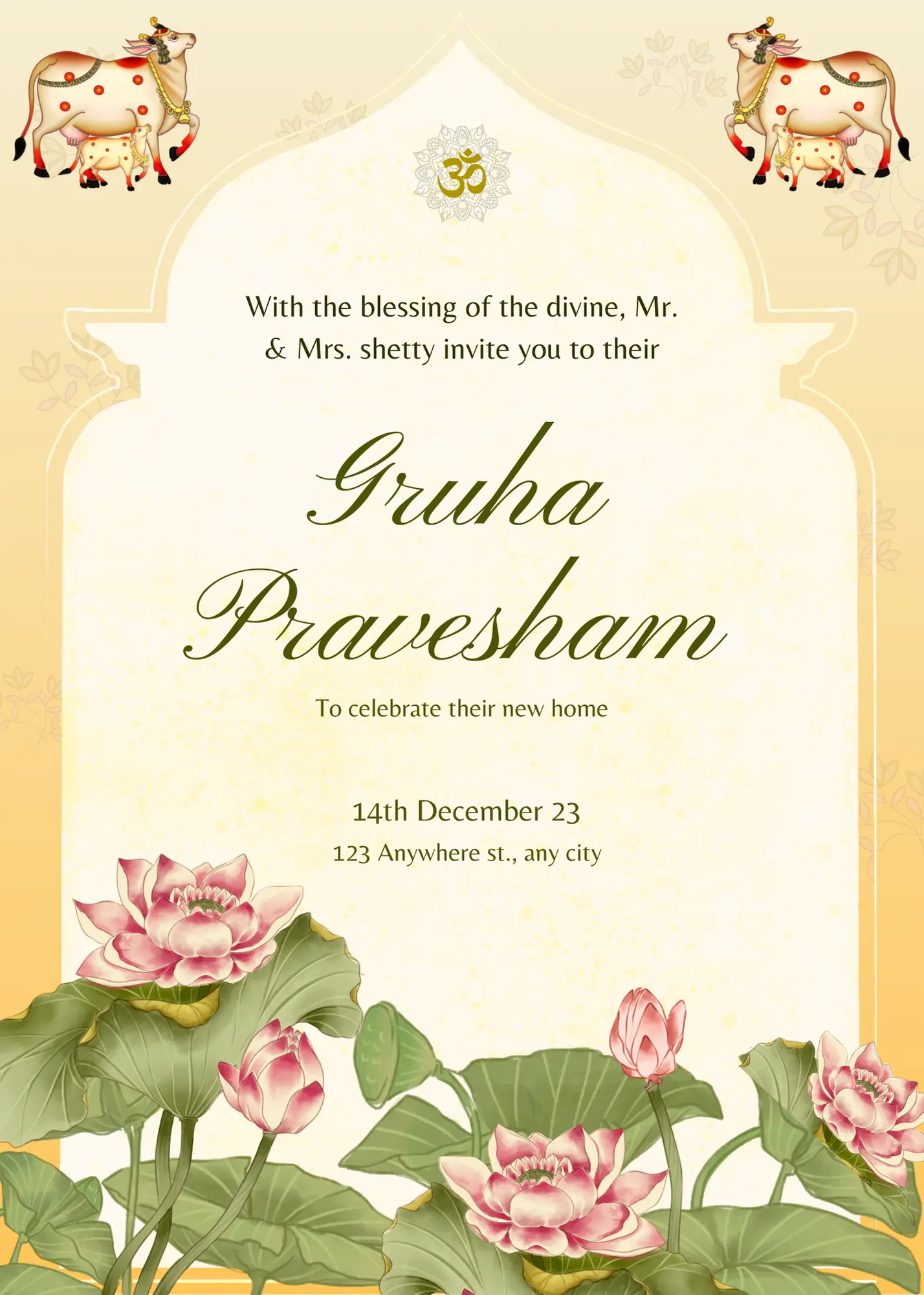 Gruhapravesham Invitation Template | Indian Housewarming Invite - CreativeRino