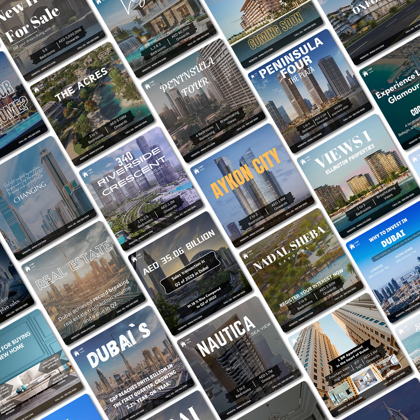 Dubai Real Estate Social Media Templates - For your Instagram, Facebook, LinkedIn - CreativeRino