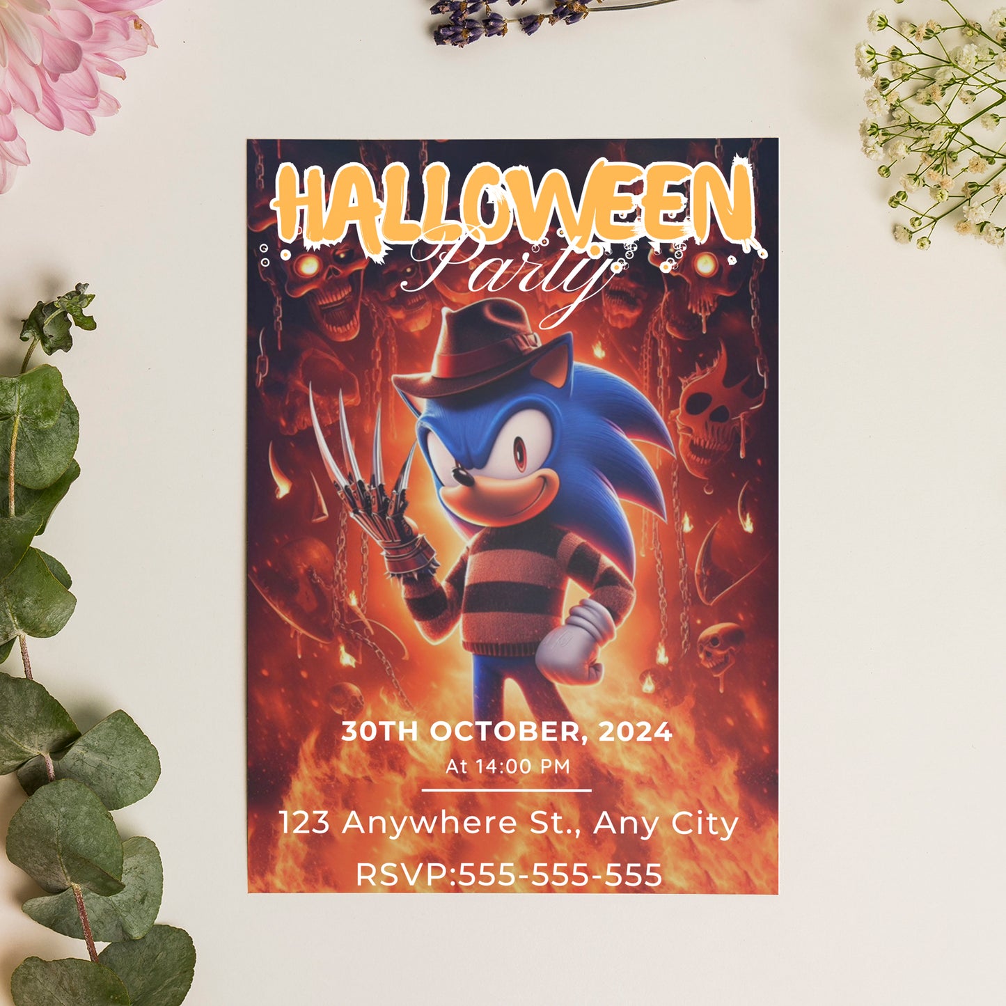 Wolverine Sonic Halloween Invitation Template - CreativeRino