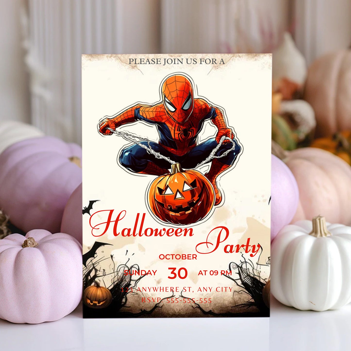 Spidey Halloween Invitation Template | Spiderman Invite - CreativeRino