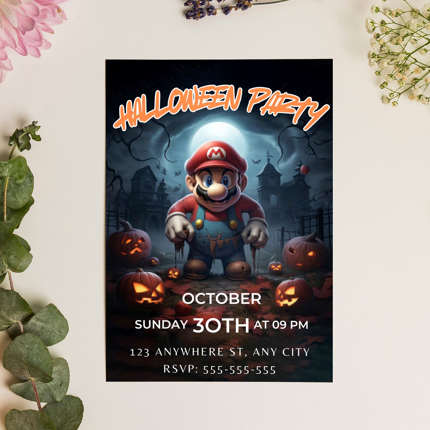 Super Mario Halloween Invitation Template - CreativeRino