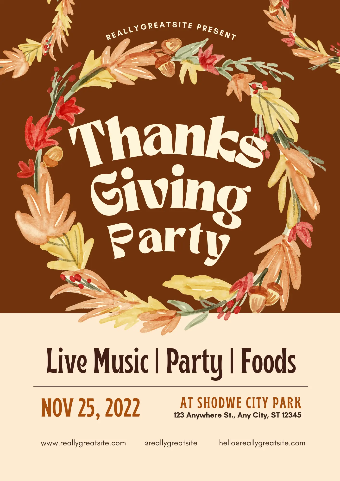 Fall Thanksgiving Dinner Party Invitation Template - CreativeRino