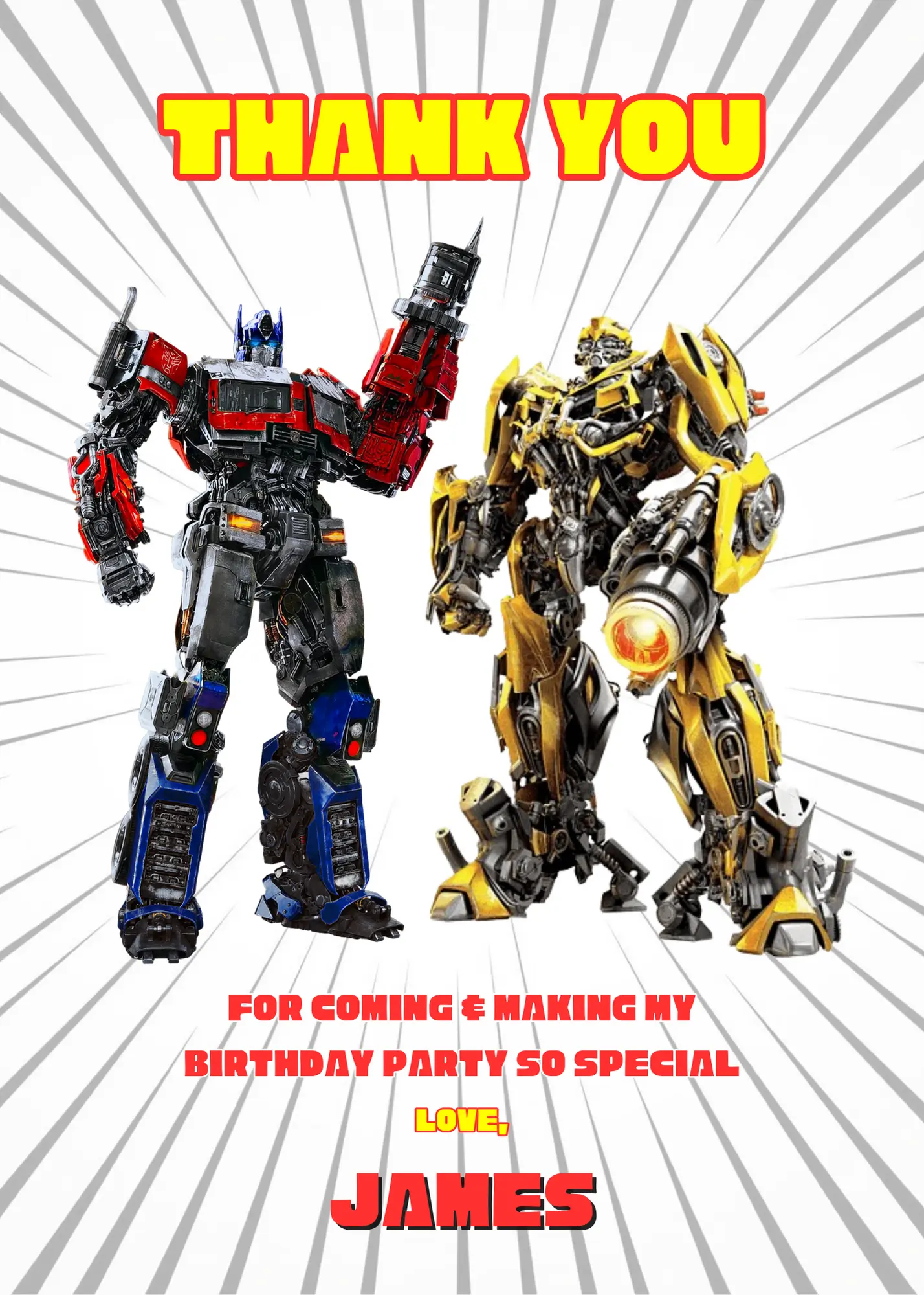 Transformer Thank You Card Template - CreativeRino