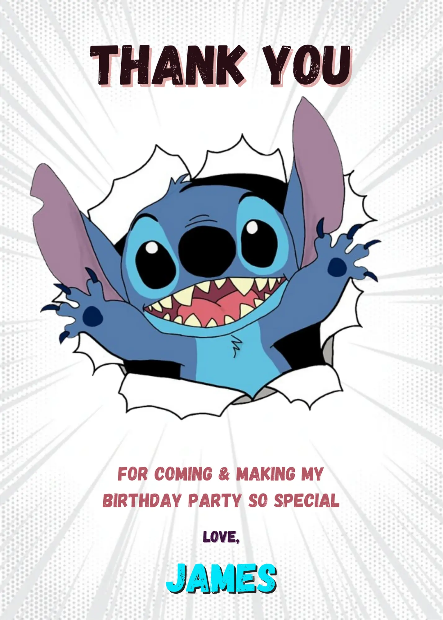 Stitch Thank You Card Template - CreativeRino