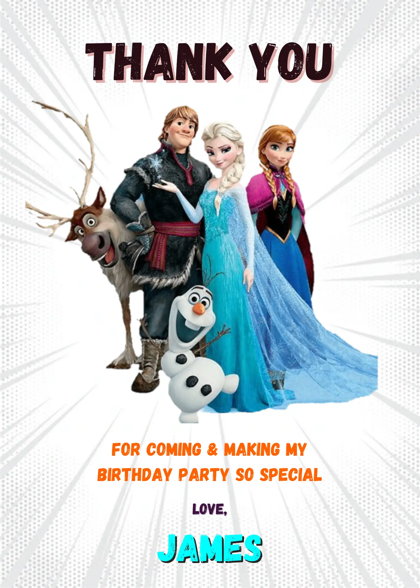 Frozen Thank You Card Template - CreativeRino