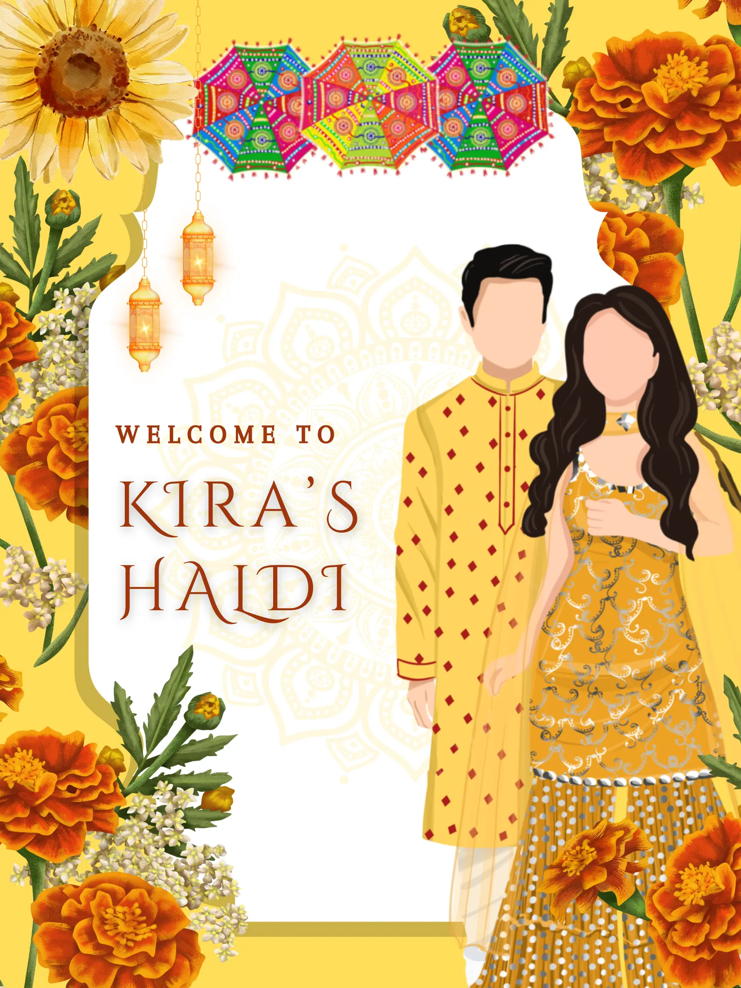 Maiyan Pithi Haldi Sign Template | Indian Wedding Welcome Sign - CreativeRino
