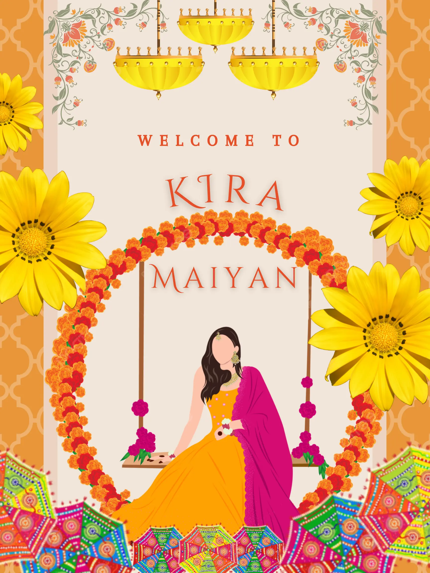 Maiyan Pithi Haldi Sign Template | Indian Wedding Welcome Sign - CreativeRino