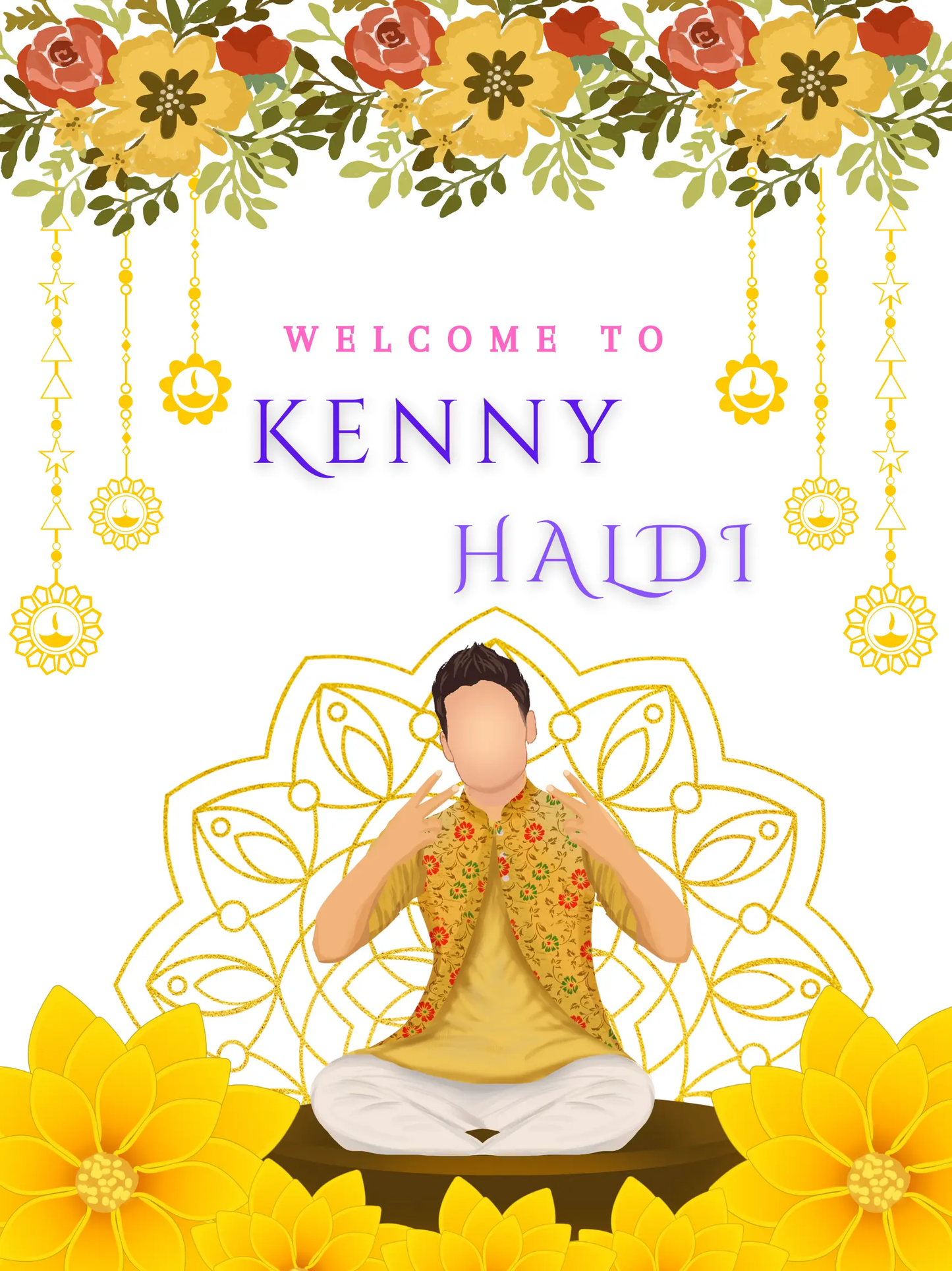 Maiyan Pithi Haldi Sign Template | Indian Wedding Welcome Sign - CreativeRino
