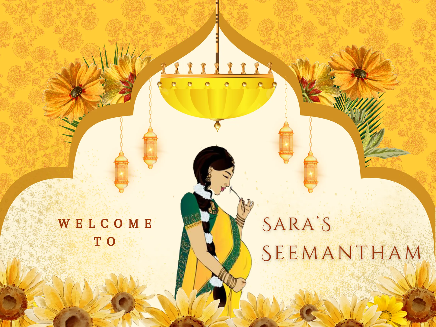 Seemantham Ceremony Sign Template | Indian Baby Shower Welcome Sign - CreativeRino