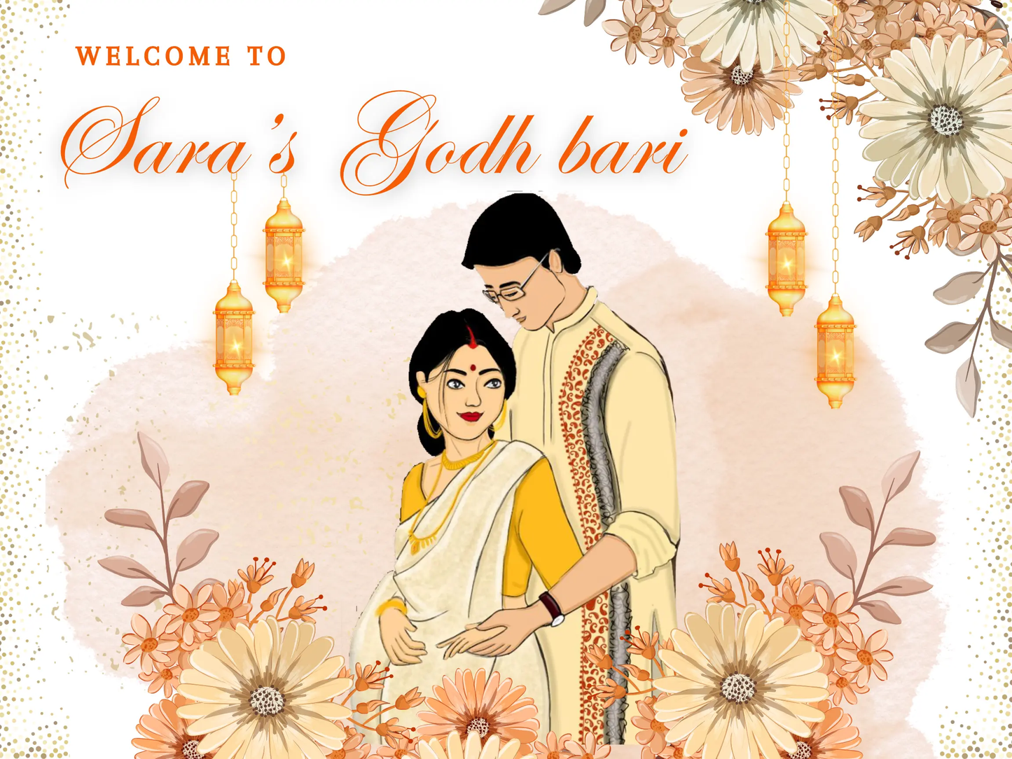 Godh Bharai Ceremony Sign Template | Indian Baby Shower Welcome Sign - CreativeRino