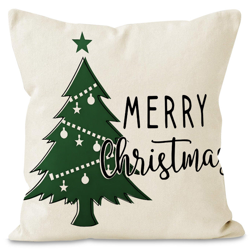 Christmas Tree & Snowflake Printed Pillow Cover | Rustic Linen Cushion Case for Holiday Party & Sofa Decor eprolo