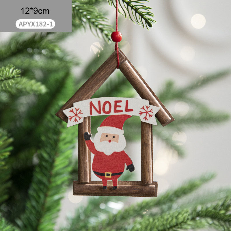 Rustic Wooden Christmas House Ornaments | Hanging Miniature Village Decorations eprolo