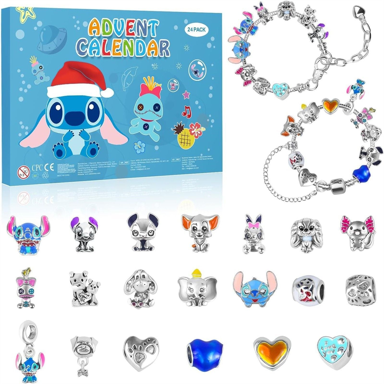 Stitch Jewelry Advent Calendar Gift Box | 24-Day Charm Bracelet Blind Box Countdown | Christmas & Halloween Collector's Edition eprolo