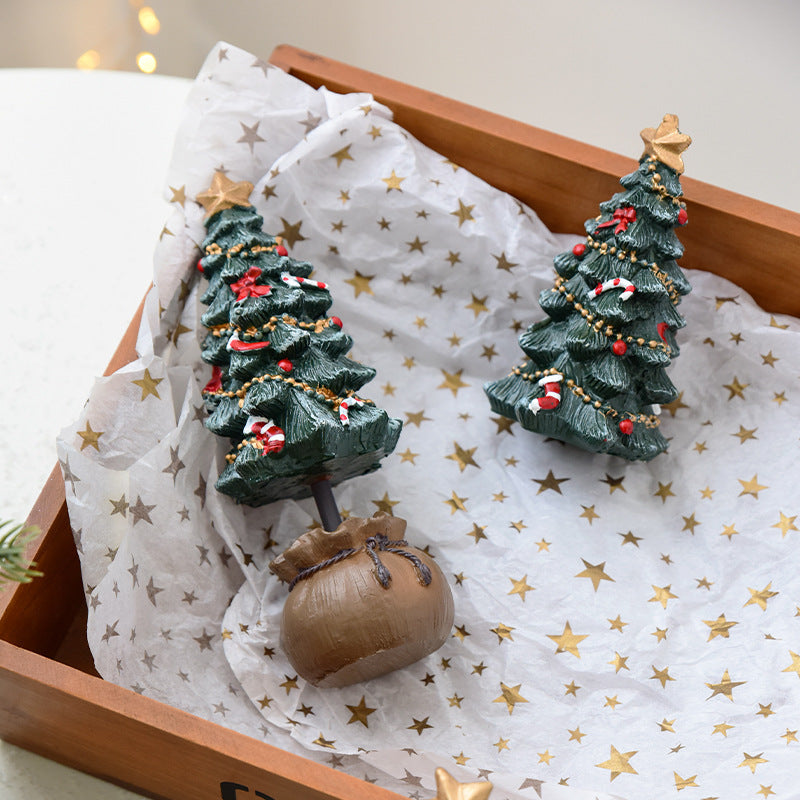 Miniature Resin Christmas Tree Ornament | Desktop Holiday Scene Decoration & Gift eprolo