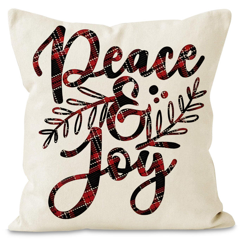 Christmas Reindeer & Snowflake Grid Pillow Cover | Printed Linen Cushion Case for Holiday Sofa Decor eprolo