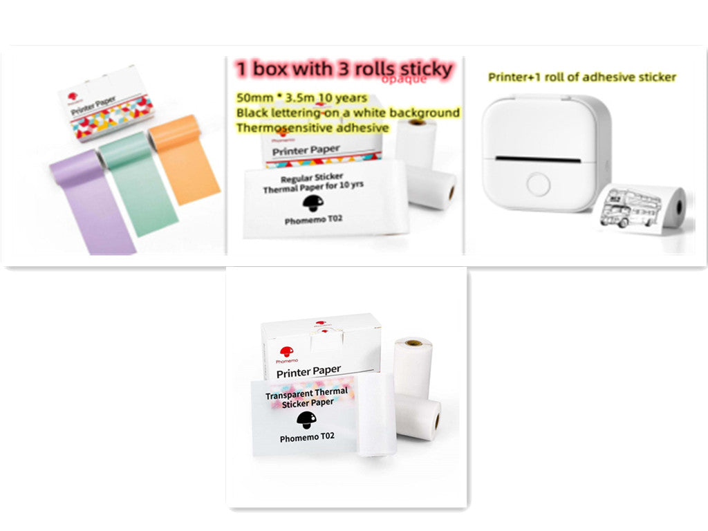 Portable Mini Thermal Label Printer Home Photo Printer Student Wrong Question Printer Bluetooth-compatible Mini Label Printer Price Tag CreativeRino